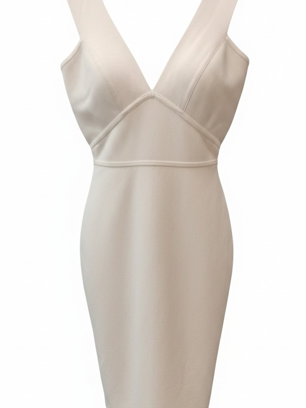 BCBGMaxAzria Cream V-Neck Midi Bodycon Dress SZ XS